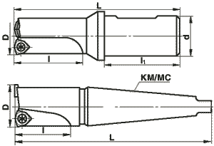 чертеж свёрла с механическим креплением пластин 22 мм, 36, сверло для сверления рельс